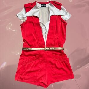 Y2K Bebe Red Pleated Romper